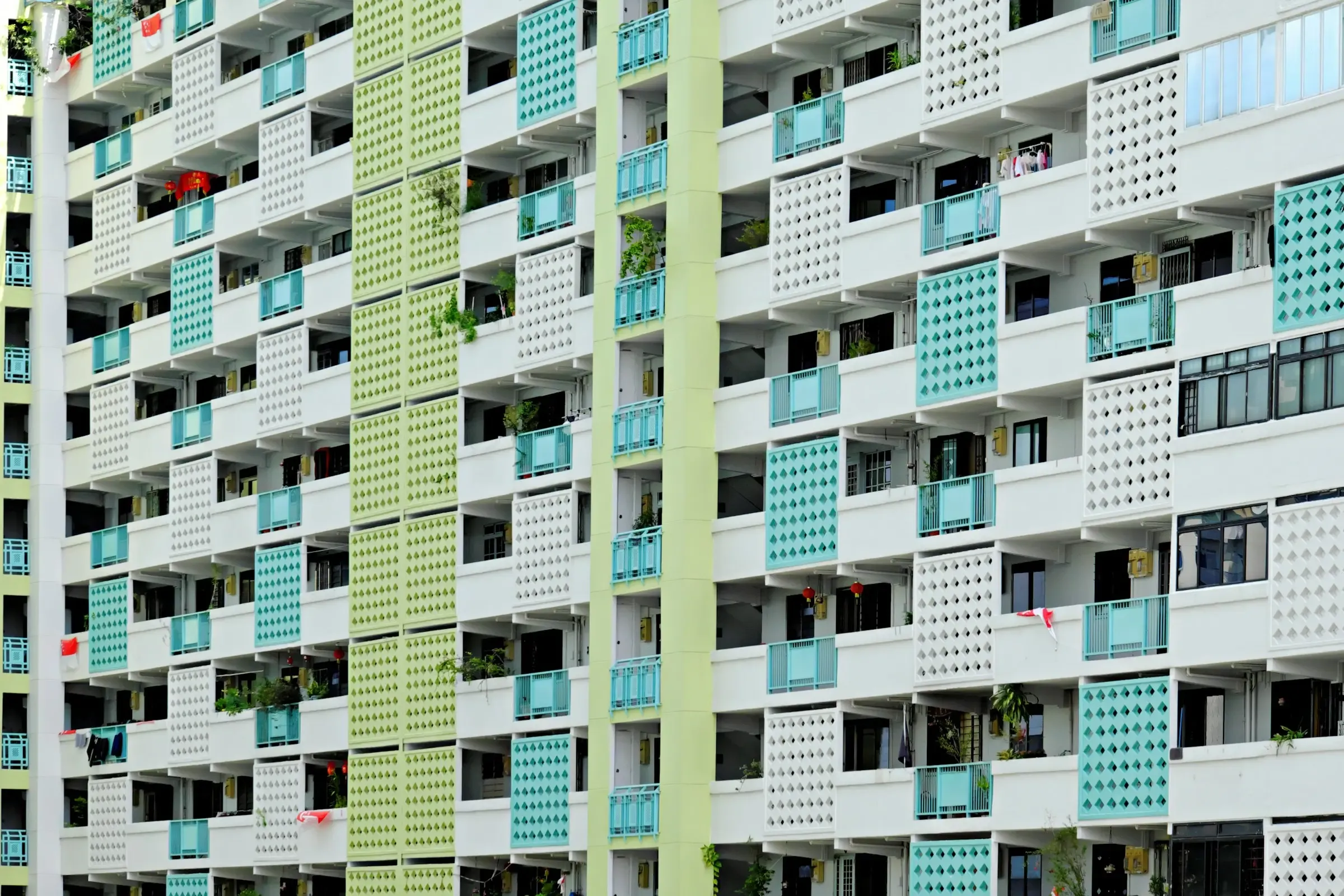 Pastel-coloured HDB flats in Singapore